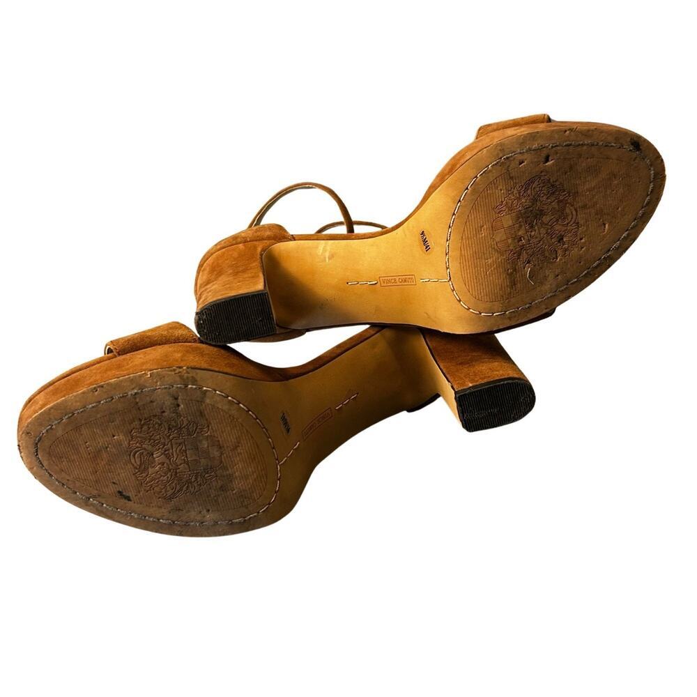Vince Camuto Suede Block Heel Sandals Brown Ankle Strap Womens Size 9.5 - Picture 14 of 14
